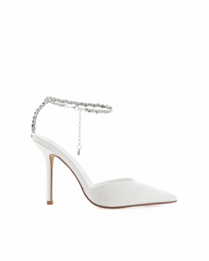 Women Stiletto Heels Billini QUINLEE 8211 WHITE SATINPUMPS