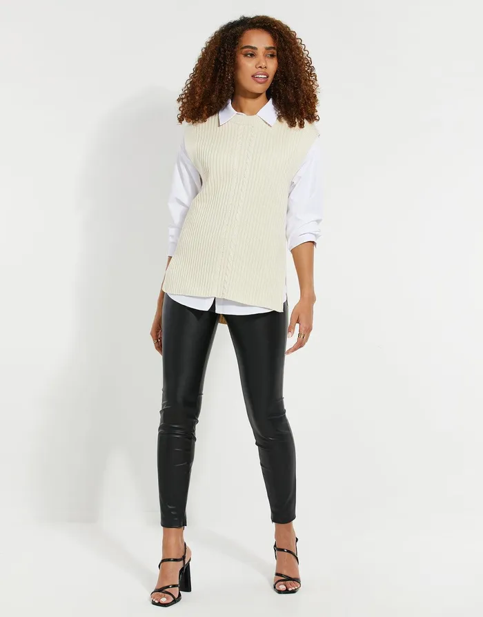 Women Stone Cable Knit Vest Stone Threadbare Tops Women Stone Cable Knit Vest Stone Threadbare Tops