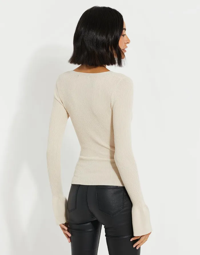 Women Stone Flare Sleeve Jumper Stone Threadbare Jumpers Women Stone Flare Sleeve Jumper Stone Threadbare Jumpers