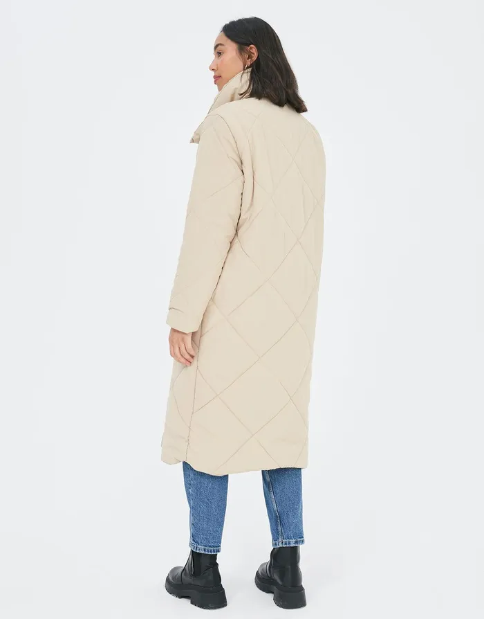 Women Stone Oversized Quilted Puffer Coat Stone Threadbare Jackets and Coats Women Stone Oversized Quilted Puffer Coat Stone Threadbare Jackets and Coats