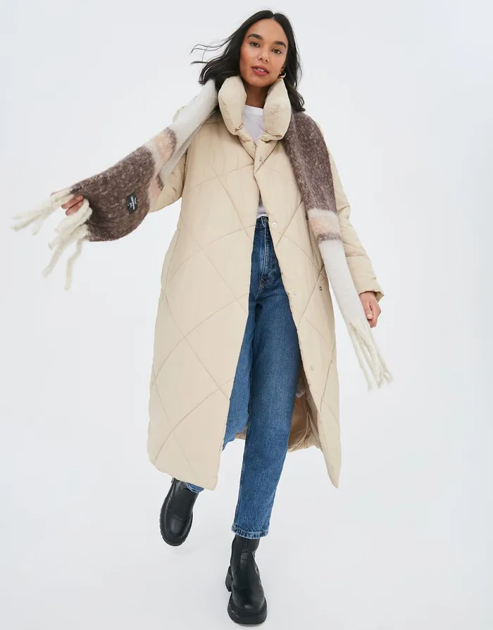 Women Stone Oversized Quilted Puffer Coat Stone Threadbare Jackets and Coats Women Stone Oversized Quilted Puffer Coat Stone Threadbare Jackets and Coats