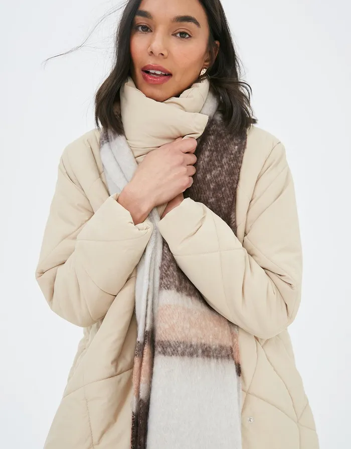 Women Stone Oversized Quilted Puffer Coat Stone Threadbare Jackets and Coats Women Stone Oversized Quilted Puffer Coat Stone Threadbare Jackets and Coats