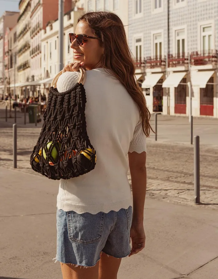 Women Stone Pointelle Knitted TShirt Jumper Stone Threadbare Jumpers