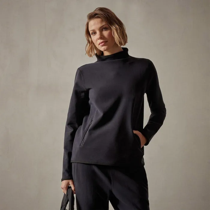 Women Sweat TopsBottoms James Perse Long Sleeve Polar Fleece Turtleneck Black Women Sweat TopsBottoms James Perse Long Sleeve Polar Fleece Turtleneck Black