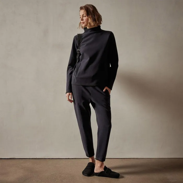 Women Sweat TopsBottoms James Perse Long Sleeve Polar Fleece Turtleneck Black