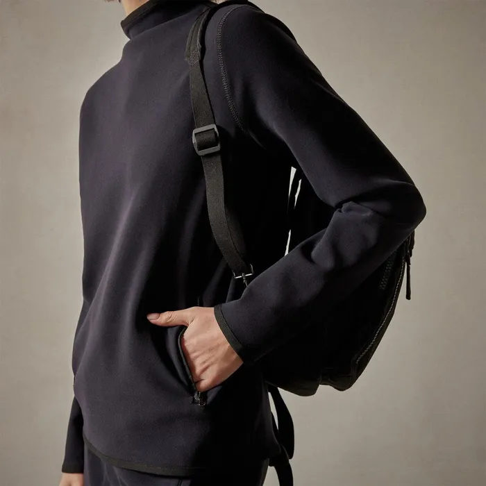 Women Sweat TopsBottoms James Perse Long Sleeve Polar Fleece Turtleneck Black