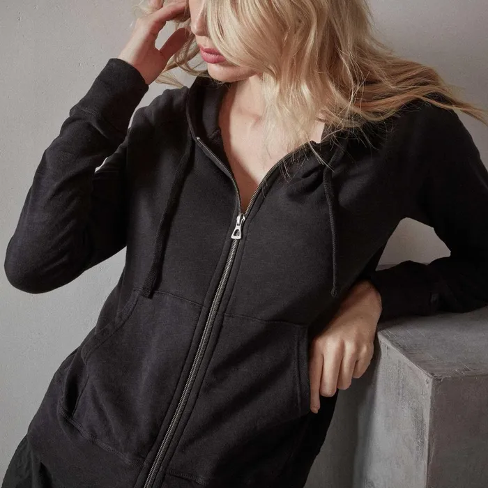 Women Sweat TopsBottoms James Perse Vintage French Terry Zip Up Hoodie Black