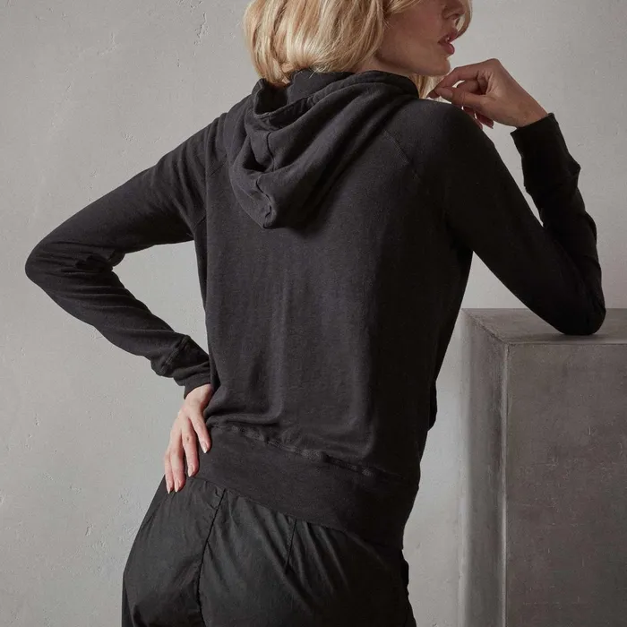 Women Sweat TopsBottoms James Perse Vintage French Terry Zip Up Hoodie Black