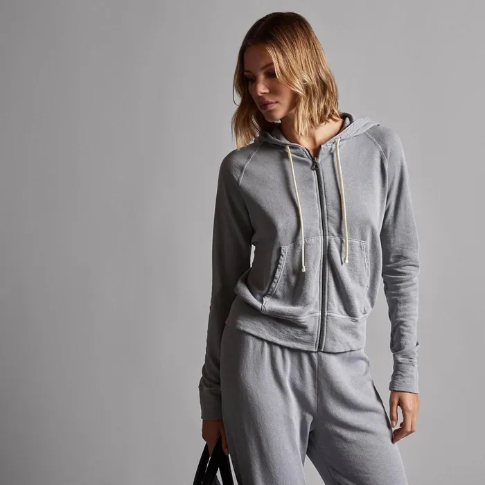 Women Sweat TopsBottoms James Perse Vintage French Terry Zip Up Hoodie Breeze Pigment Women Sweat TopsBottoms James Perse Vintage French Terry Zip Up Hoodie Breeze Pigment