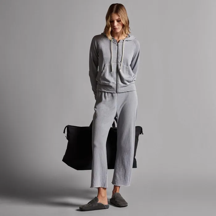 Women Sweat TopsBottoms James Perse Vintage French Terry Zip Up Hoodie Breeze Pigment