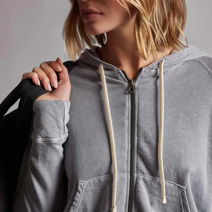 Women Sweat TopsBottoms James Perse Vintage French Terry Zip Up Hoodie Breeze Pigment