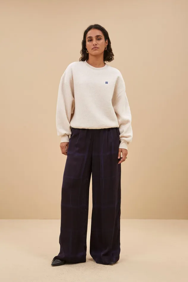 Women Sweaters Bybar Bibi Small Logo Sweater Oyster Melee