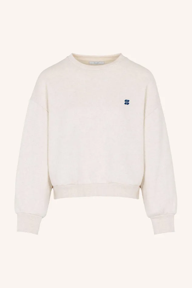 Women Sweaters Bybar Bibi Small Logo Sweater Oyster Melee