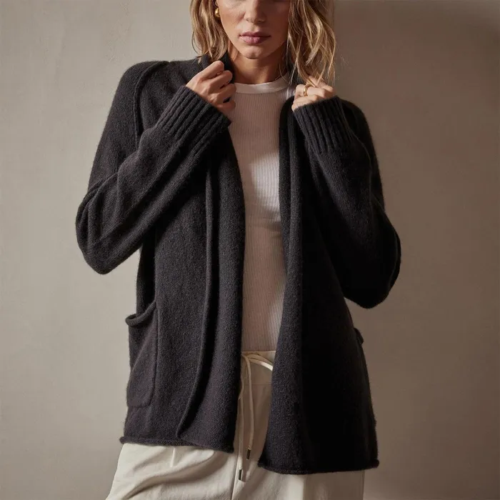 Women Sweaters James Perse Cashmere Shawl Collar Relaxed Cardigan Black