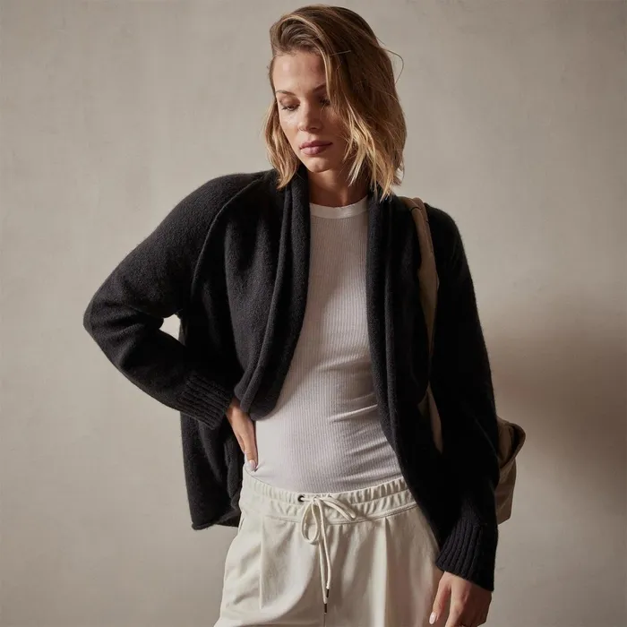 Women Sweaters James Perse Cashmere Shawl Collar Relaxed Cardigan Black