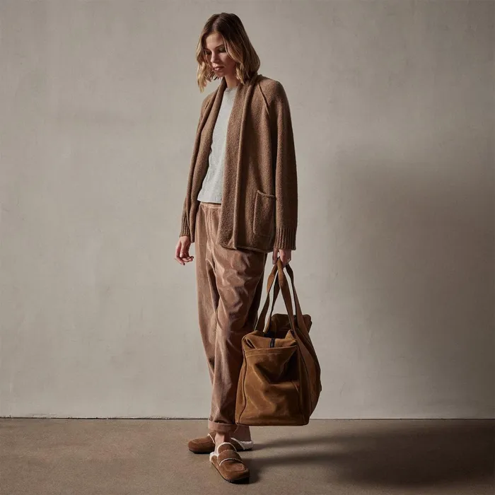 Women Sweaters James Perse Cashmere Shawl Collar Relaxed Cardigan Chestnut