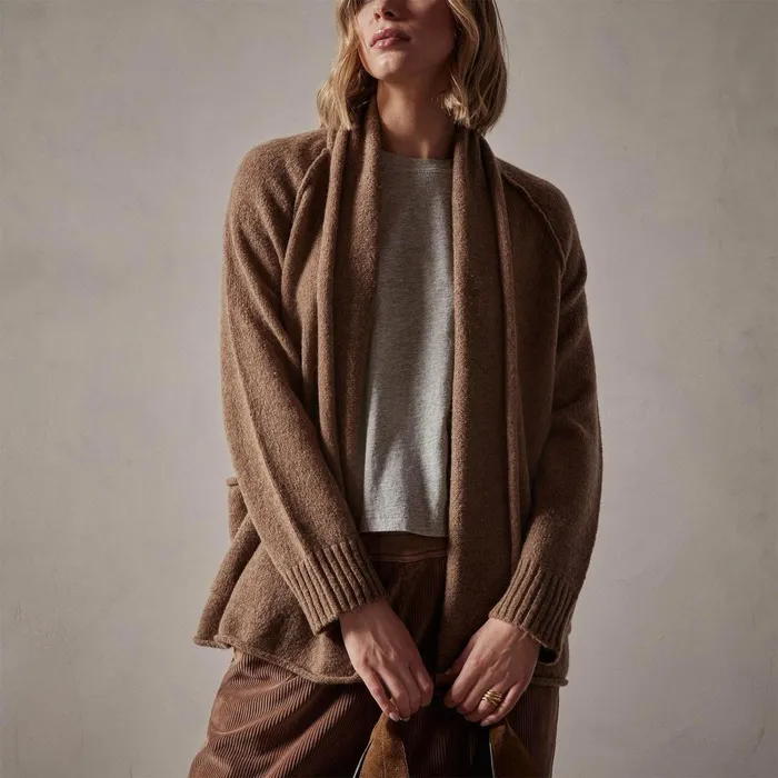 Women Sweaters James Perse Cashmere Shawl Collar Relaxed Cardigan Chestnut