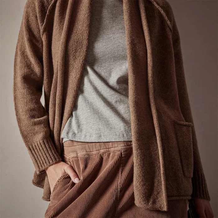Women Sweaters James Perse Cashmere Shawl Collar Relaxed Cardigan Chestnut