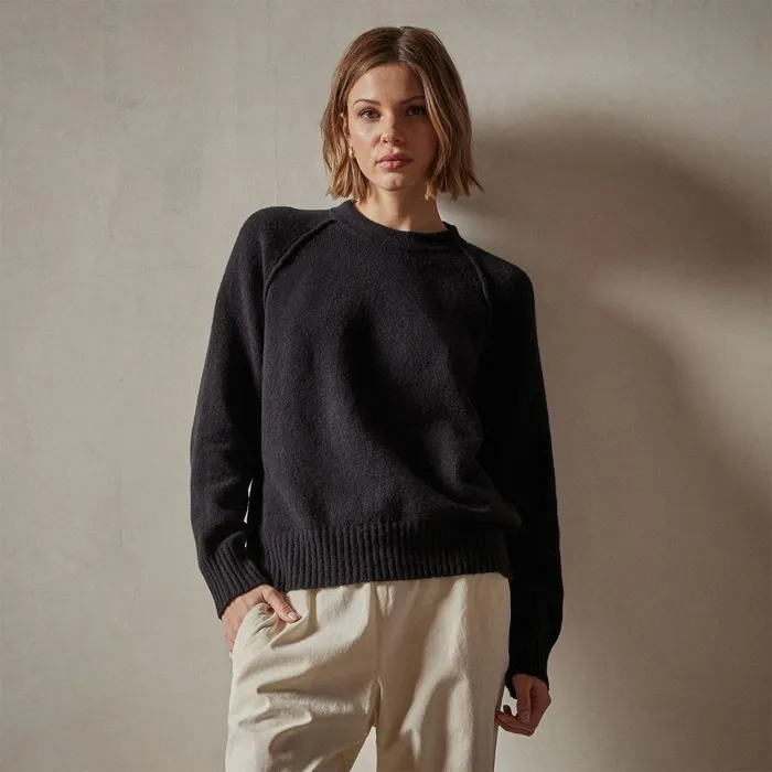 Women Sweaters James Perse Cotton Cashmere Blend Pullover Black