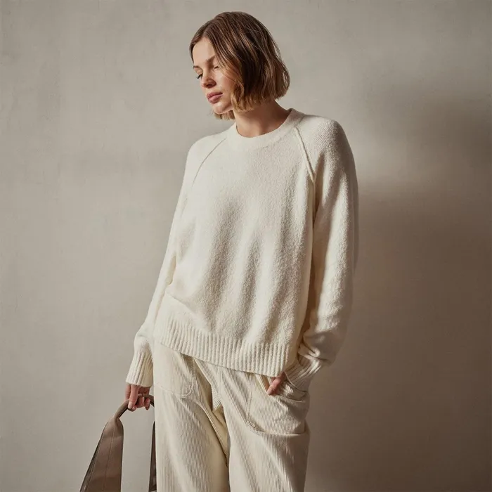 Women Sweaters James Perse Cotton Cashmere Blend Pullover Ivory