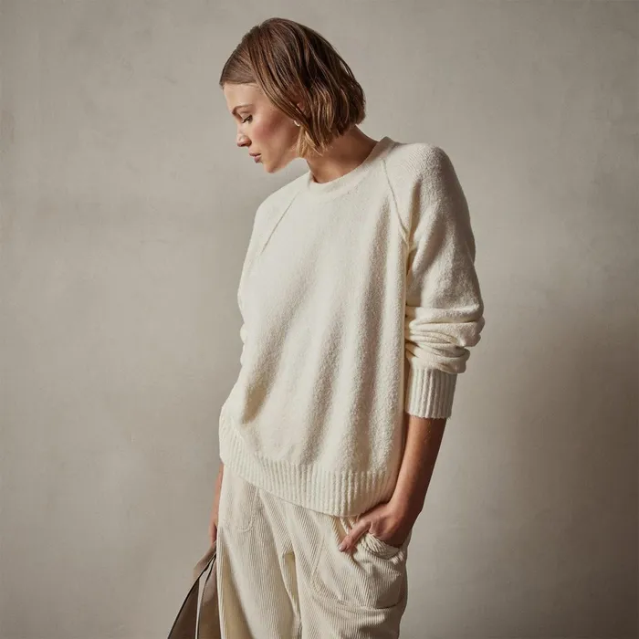 Women Sweaters James Perse Cotton Cashmere Blend Pullover Ivory