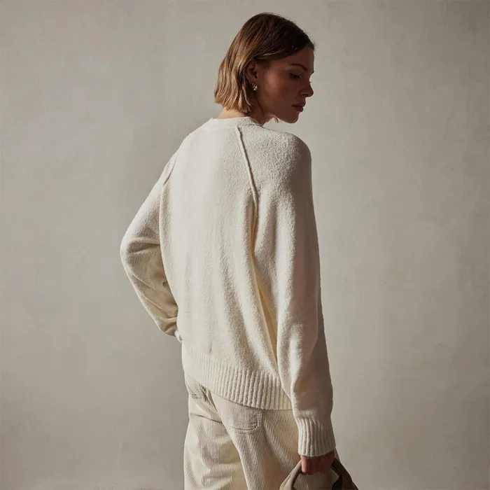 Women Sweaters James Perse Cotton Cashmere Blend Pullover Ivory