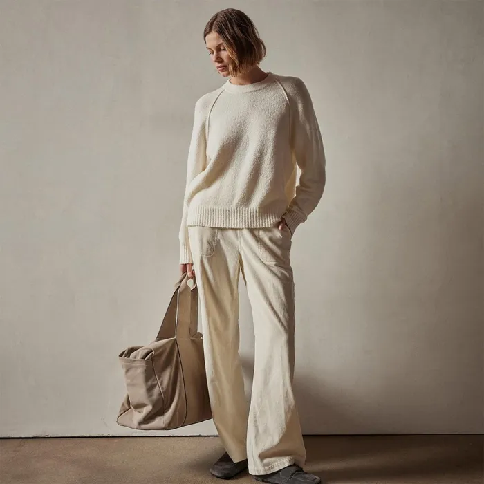 Women Sweaters James Perse Cotton Cashmere Blend Pullover Ivory