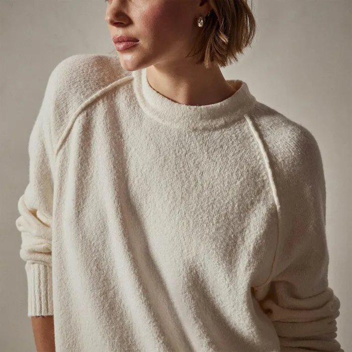 Women Sweaters James Perse Cotton Cashmere Blend Pullover Ivory