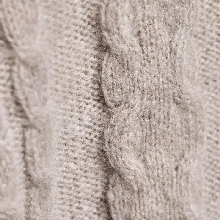 Women Sweaters James Perse Mid Gauge Crew Cable Sweater Silver Wheat