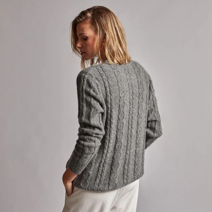 Women Sweaters James Perse Mid Gauge Crew Cable Sweater Thunder