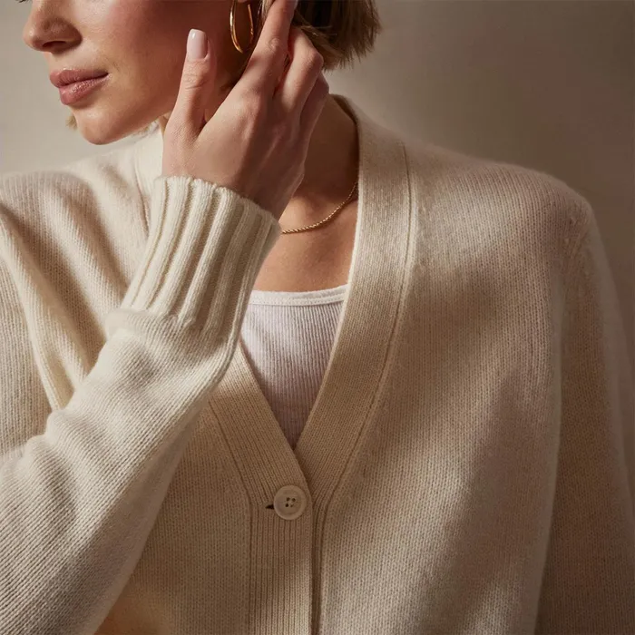 Women Sweaters James Perse Shrunken Recycled Cashmere Cardigan Ivory