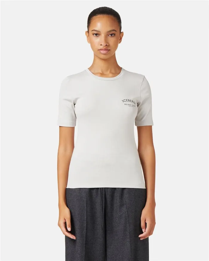 Women TSHIRTS AND TOPS Iceberg Short Sleeve Tshirt In Cotton Rib