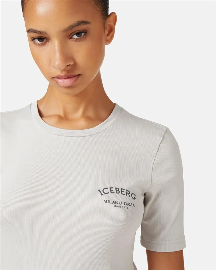 Women TSHIRTS AND TOPS Iceberg Short Sleeve Tshirt In Cotton Rib Women TSHIRTS AND TOPS Iceberg Short Sleeve Tshirt In Cotton Rib