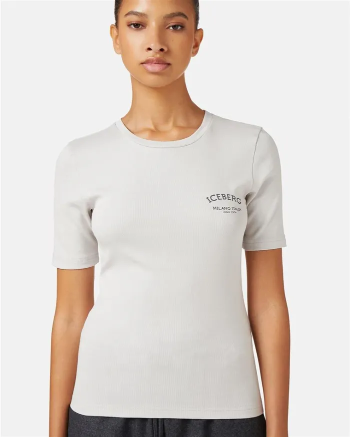 Women TSHIRTS AND TOPS Iceberg Short Sleeve Tshirt In Cotton Rib Women TSHIRTS AND TOPS Iceberg Short Sleeve Tshirt In Cotton Rib