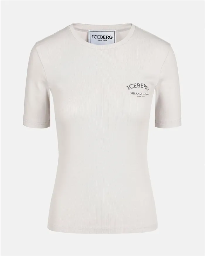 Women TSHIRTS AND TOPS Iceberg Short Sleeve Tshirt In Cotton Rib Women TSHIRTS AND TOPS Iceberg Short Sleeve Tshirt In Cotton Rib