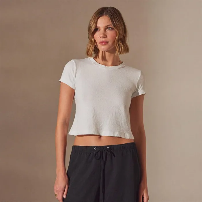 Women TShirts James Perse Brushed Jersey Cropped Tee White