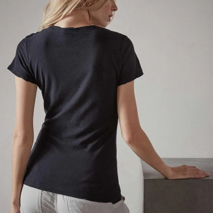 Women TShirts James Perse Sheer Slub Casual V Neck Deep