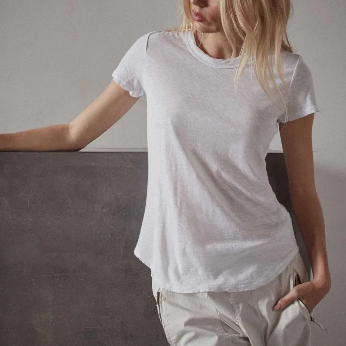Women TShirts James Perse Sheer Slub Crew Neck Tee White