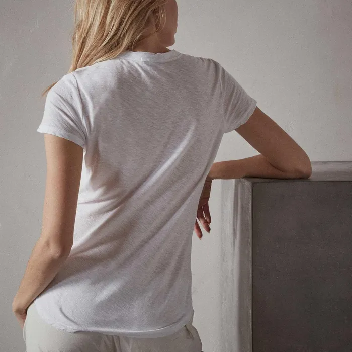 Women TShirts James Perse Sheer Slub Crew Neck Tee White