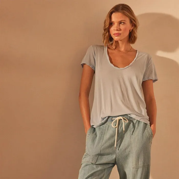 Women TShirts James Perse Stretch Jersey Short Sleeve Open Sky