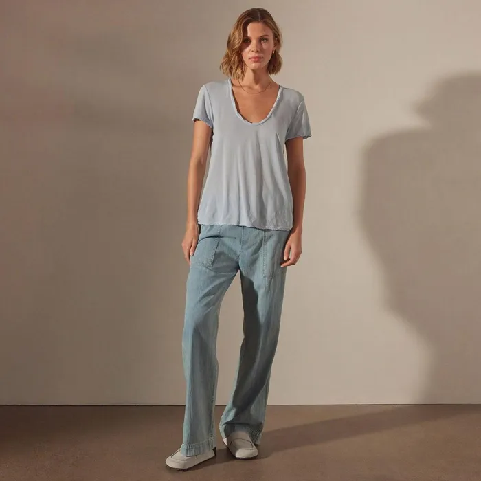 Women TShirts James Perse Stretch Jersey Short Sleeve Open Sky