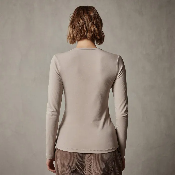Women TShirts James Perse Stretch Lotus Deep V Tee Nude