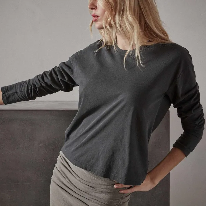 Women TShirts James Perse Vintage Boxy Tee Carbon Pigment