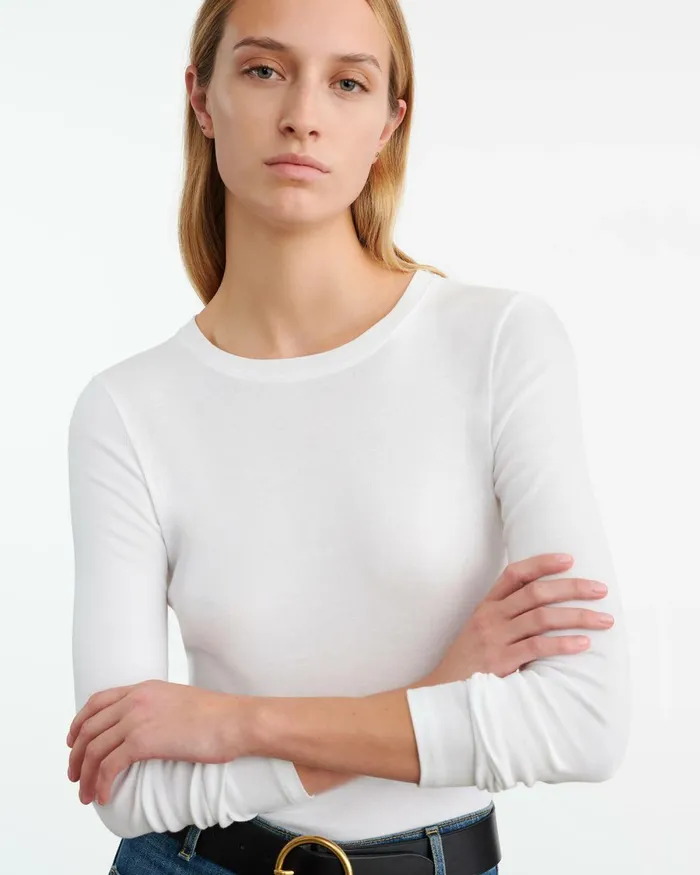 Women Tees Nili Lotan EMELIE LONG SLEEVE TEE Black