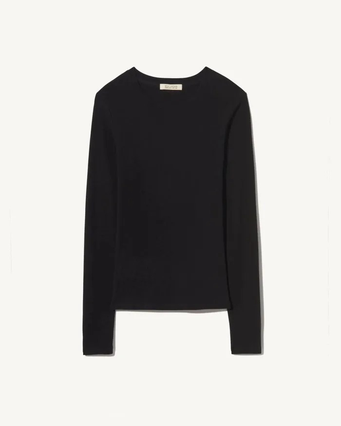 Women Tees Nili Lotan EMELIE LONG SLEEVE TEE Black