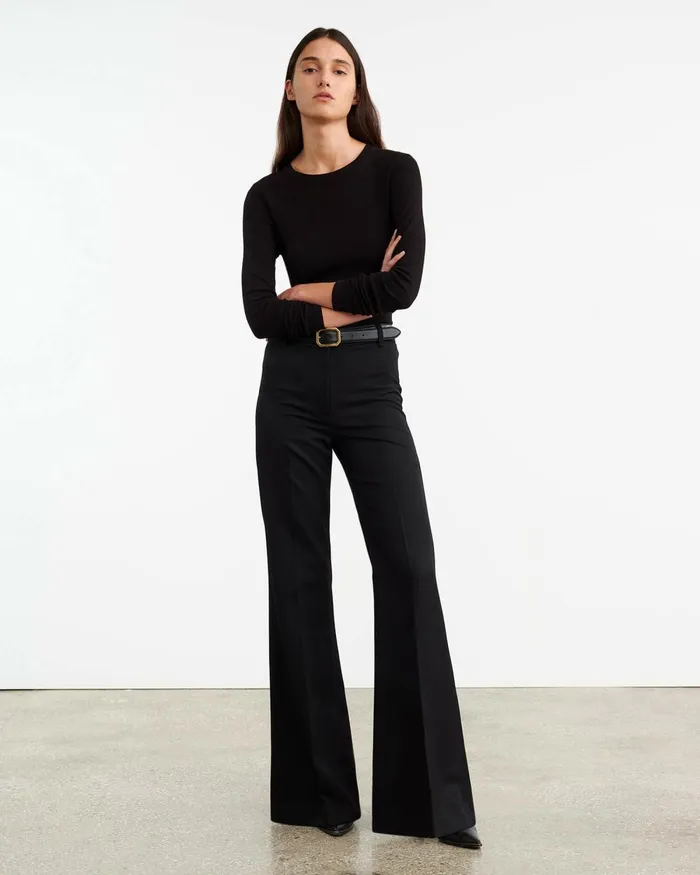 Women Tees Nili Lotan EMELIE LONG SLEEVE TEE Black