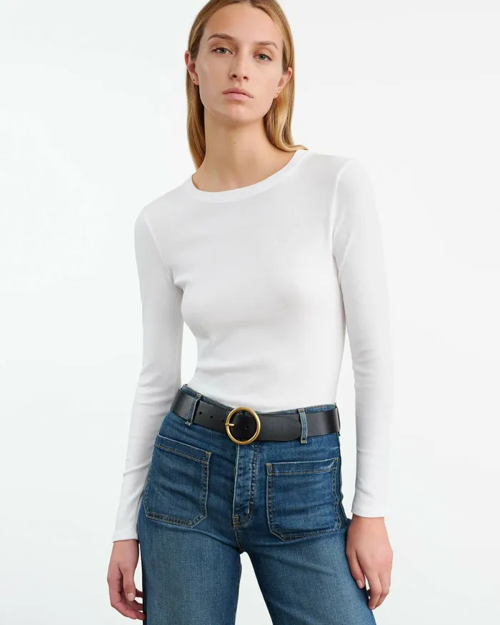 Women Tees Nili Lotan EMELIE LONG SLEEVE TEE Black
