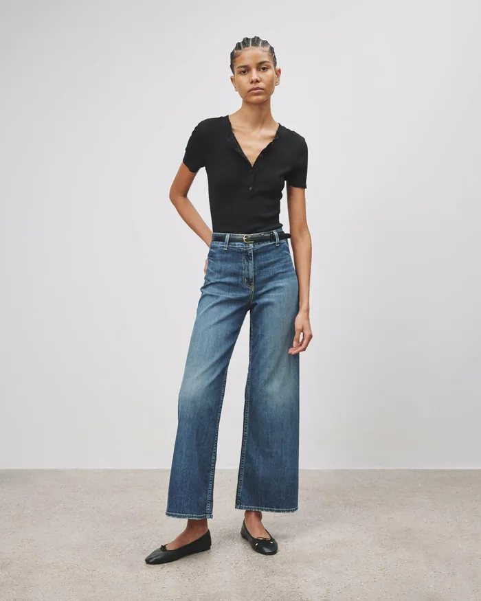 Women Tees Nili Lotan LORENE HENLEY Dark Navy