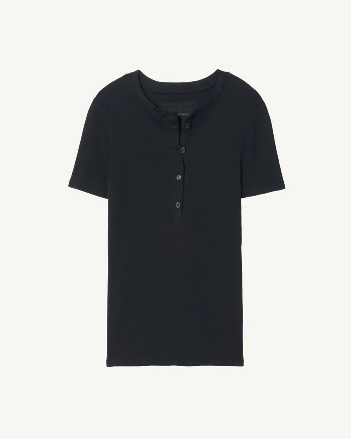 Women Tees Nili Lotan LORENE HENLEY Dark Navy