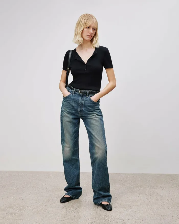 Women Tees Nili Lotan LORENE HENLEY Dark Navy